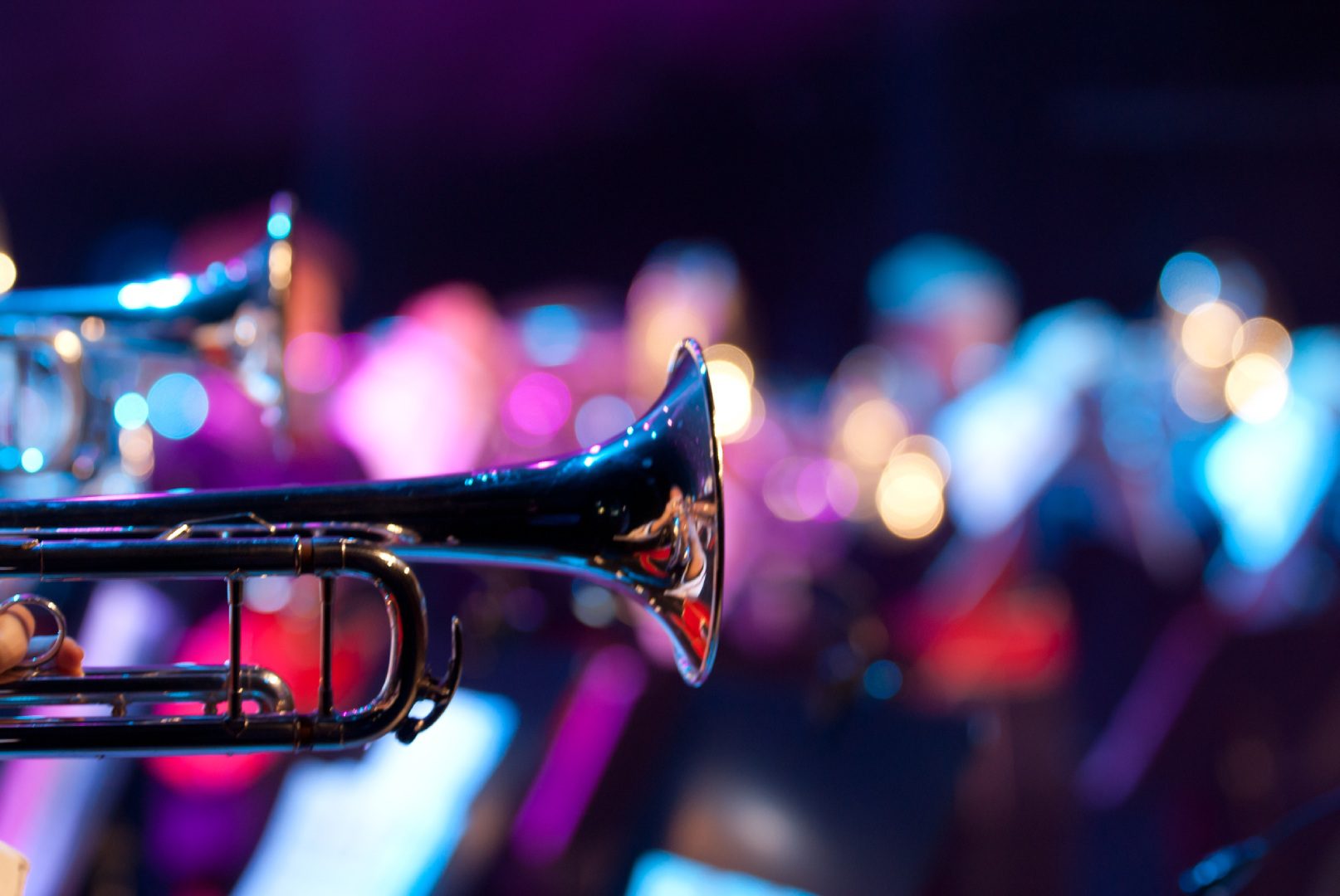 A close up of the side of a trumpet